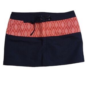 Patagonia Wavefarer skirt dark blue pink coral diamond pattern size 6
